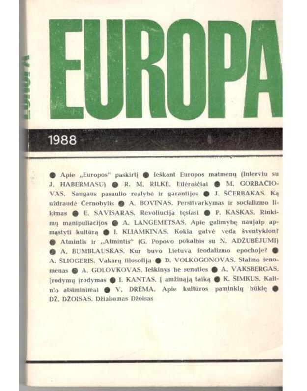 Europa 1988/1 - Lietuvos Persitvarkymo Sąjūdžio almanachas