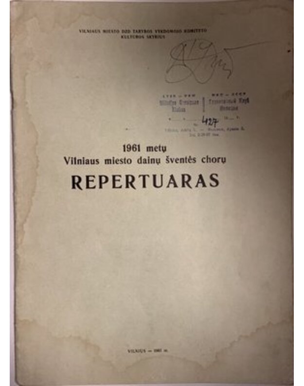 1961 m. Vilniaus miesto dainų šventės repertuaras - Rinkinys