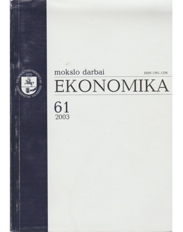 Ekonomika: mokslo darbai, 2003, Nr. 61 - VU
