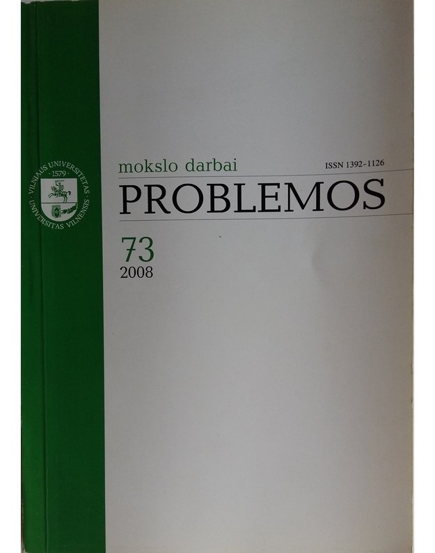 Mokslo darbai PROBLEMOS 73 tomas - Redaktorių kolegija