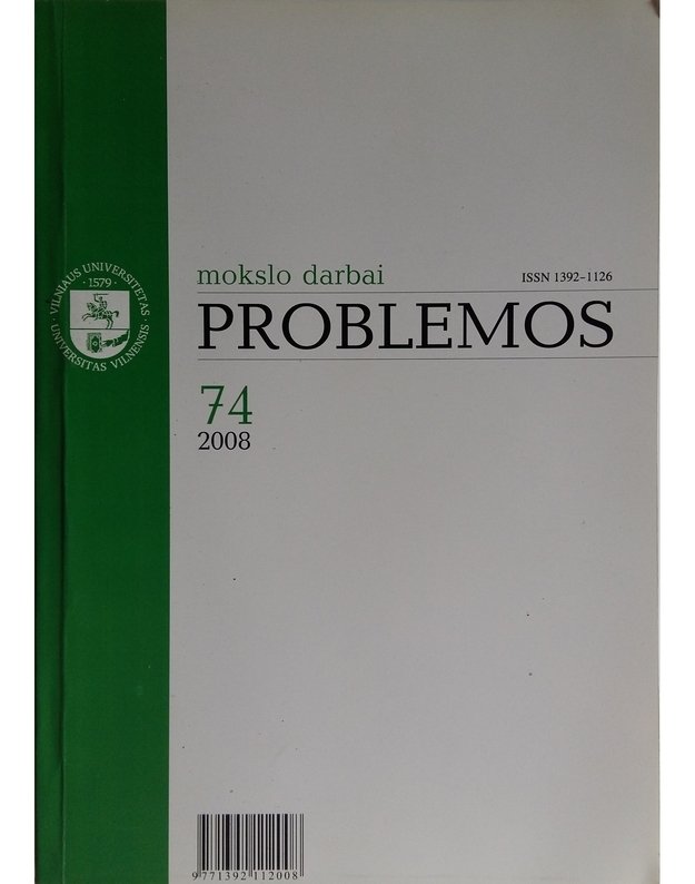 Mokslo darbai PROBLEMOS 74 tomas - Redaktorių kolegija