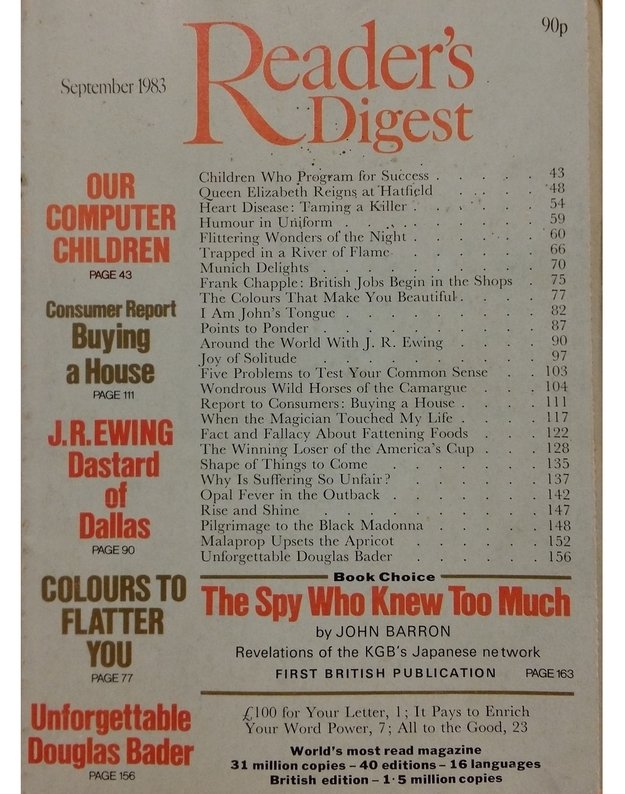 The Reader's Digest Vol. 123 No. 737 September 1983 - Editor Michael Randolph